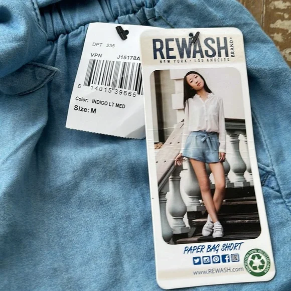 NWT Rewash Chambray Paper Bag Shorts - Picture 2 of 8